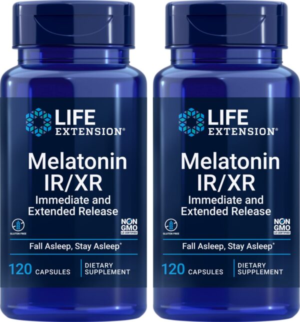 Paquete de melatonina Life Extension 120 cápsulas IR XR