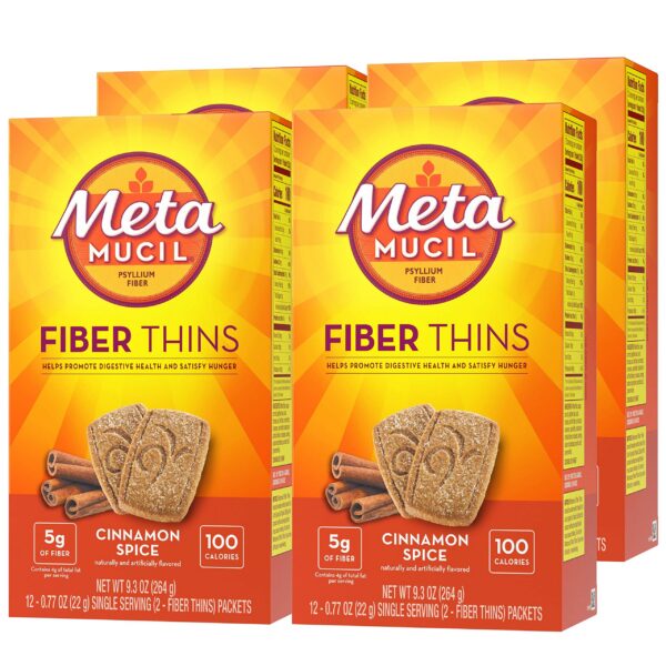 Paquete de Metamucil Fiber Thins sabor canela especia 12 unidades