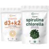 Paquete Micro Ingredients Chlorella Spirulina 3000mg y vitaminas D3 K2