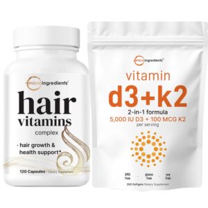 Paquete micro ingredients vitamina d3 5000iu k2 100mcg y complejo cabello