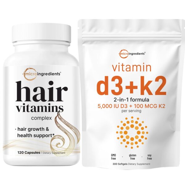 Paquete micro ingredients vitamina d3 5000iu k2 100mcg y complejo cabello