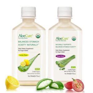 Paquete muestra AloeCure jugo de aloe vera limón y uva