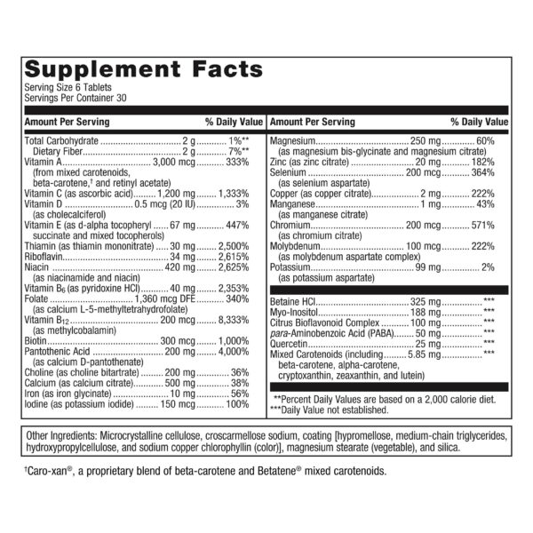 Paquete de multivitamínico con hierro