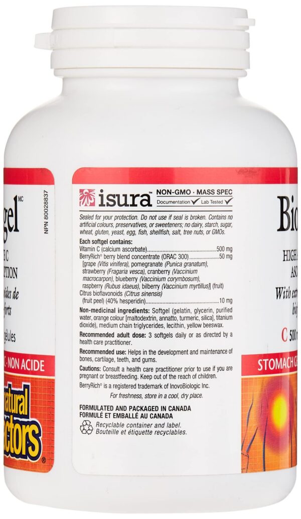 Paquete Natural Factors BioCgel Vitamina C 90 cápsulas blandas