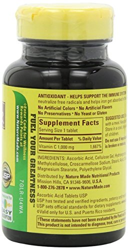 Paquete nature made vitamina c 1000 mg 100 tabletas por frasco