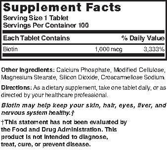 Paquete Nature's Blend Biotina 1000 mcg