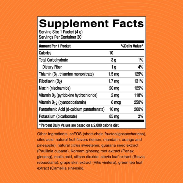 Paquete Nature's Sunshine Solstic Energy mezcla vitaminas y cafeína