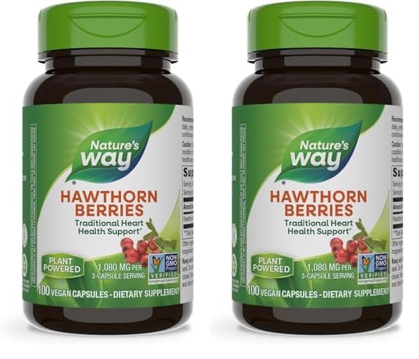 Version 1.0.0 Paquete Nature's Way bayas de espino suplemento cardíaco 100 cápsulas