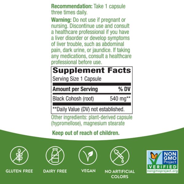 Paquete de Nature's Way Cohosh Negro 2 envases 100 cápsulas