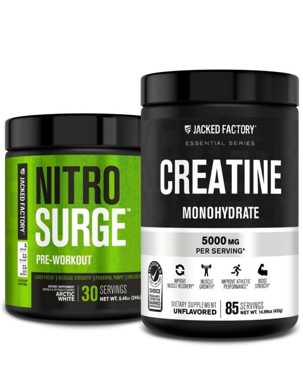 Paquete Nitrosurge Pre-Entrenamiento y Creatina Jacked Factory