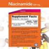 Paquete NOW FOODS niacinamida 500mg vitamina B3 cápsulas
