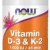Paquete NOW Foods suplemento vitamina d3 k2 vista posterior