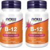 Paquete NOW Vitamina B-12 5000 mcg con ácido fólico 60 pastillas