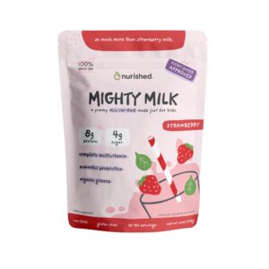 Version 1.0.0 Paquete Nurished Mighty Strawberry Milk polvo de proteína