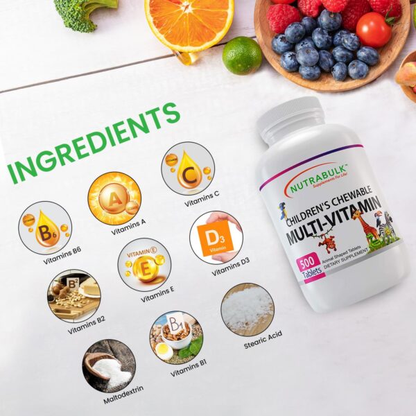 Paquete NutraBulk multivitaminas masticables niños sabor cereza