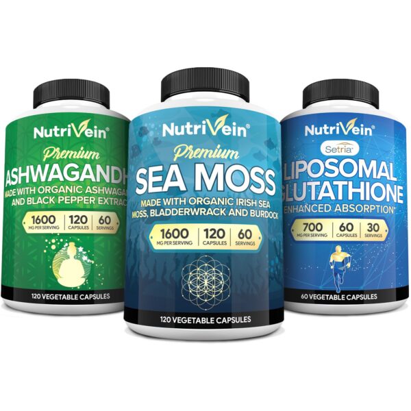 Version 1.0.0 Paquete Nutrivein cápsulas musgo marino Ashwagandha glutatión