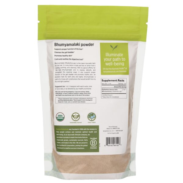 Paquete polvo bhumyamalaki orgánico para desintoxicación hepática