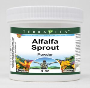 Paquete de polvo de brotes de alfalfa TerraVita 4 oz natural