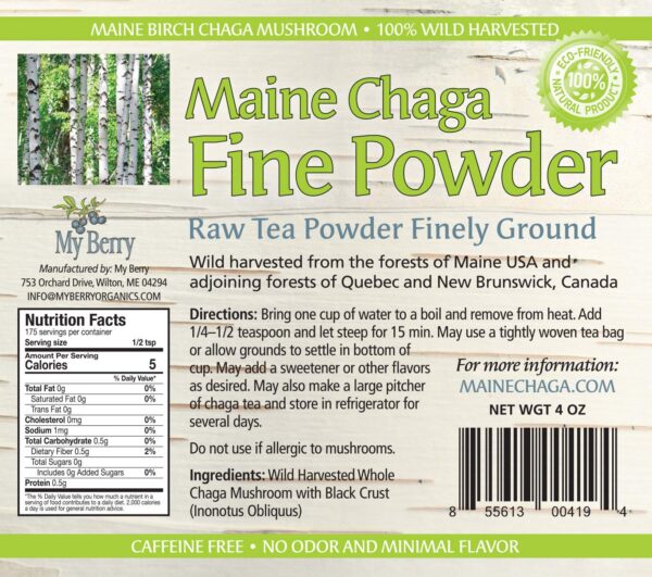 Paquete polvo Chaga orgánico sin pesticidas 4 oz
