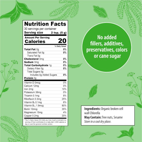 Version 1.0.0 Paquete polvo chlorella vegano Organic Traditions frente