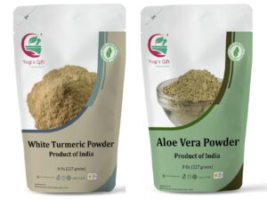 Paquete múltiple polvo cúrcuma blanca y aloe vera 8 oz cada uno