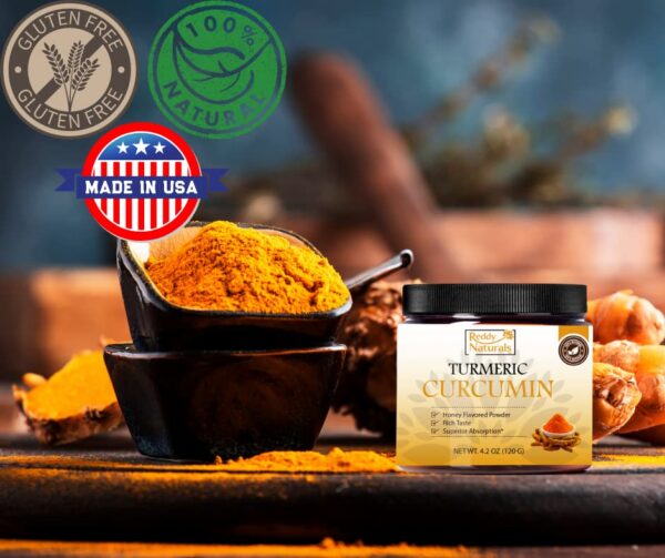 Paquete de polvo de cúrcuma pure y orgánico 1 onza