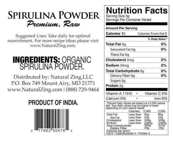 Version 1.0.0 Paquete polvo espirulina NaturalZing salud