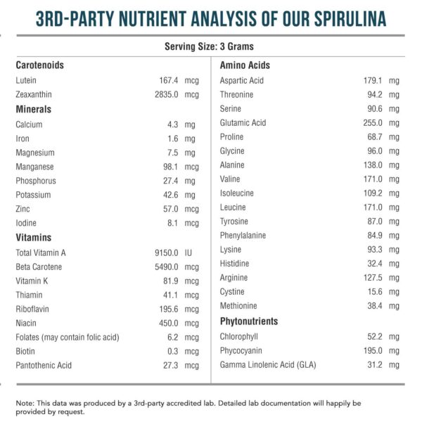 Paquete polvo espirulina Parry 8 oz puro y natural