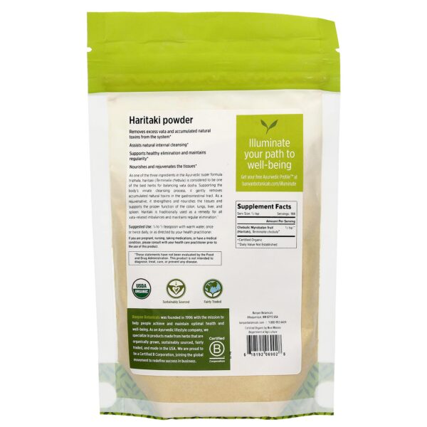 Version 1.0.0 Paquete de polvo Haritaki 1 libra Banyan Botanicals orgánico