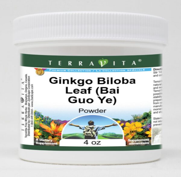 Paquete polvo hoja de ginkgo biloba TerraVita 113 gramos