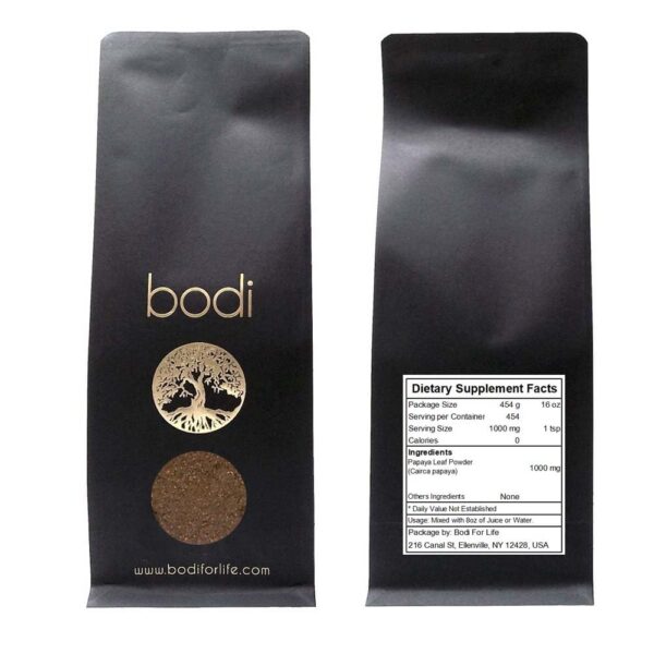 Paquete de polvo de hoja de papaya bodi 4 oz