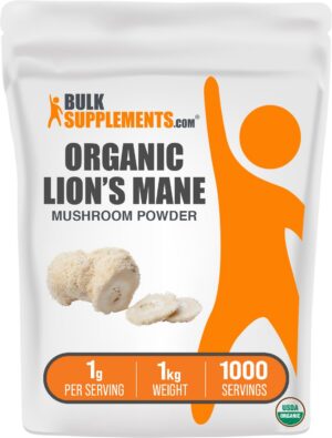 Paquete polvo hongo Melena de León orgánico BulkSupplements 1 kg