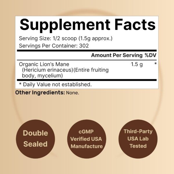 Paquete polvo Melena de León NatureBell con 302 porciones