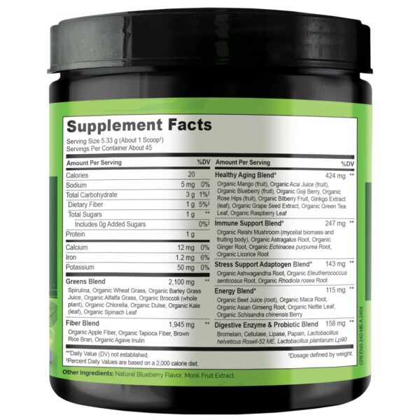 Paquete polvo NATURELO raw greens superalimento orgánico