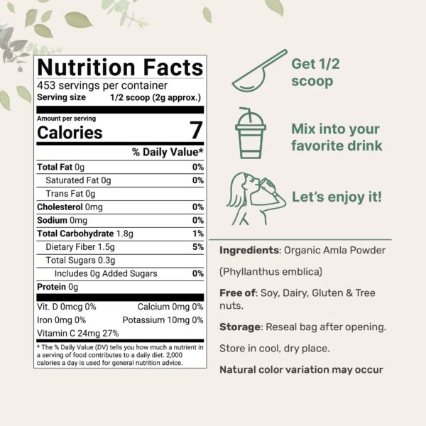 Paquete polvo organico amla Micro Ingredients rico en vitamina c