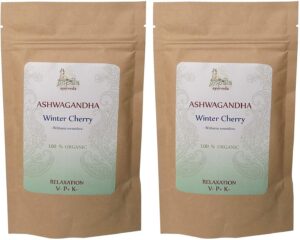 Paquete resellable polvo orgánico Ashwagandha Gopala Ayurveda 100g