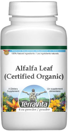 Paquete polvo orgánico hoja de alfalfa TerraVita 113 gramos