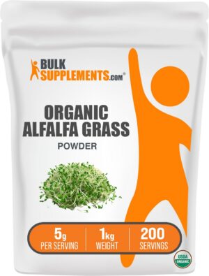 Paquete de polvo orgánico de pasto de alfalfa BulkSupplements