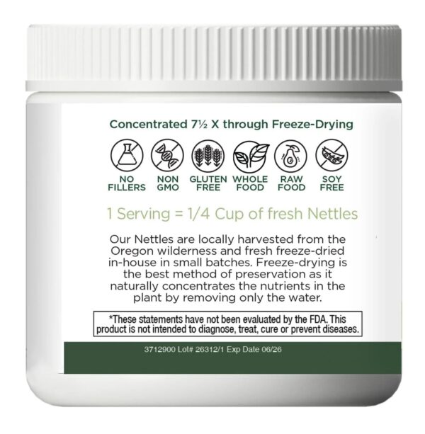 Version 1.0.0 Paquete polvo de ortiga liofilizada Eclectic Institute lado