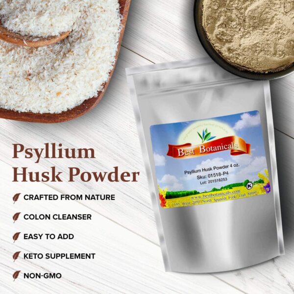 Paquete polvo psyllium Best Botanicals 4 onzas