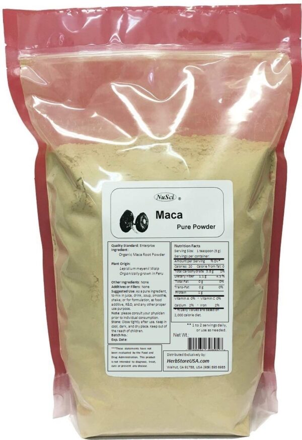 Polvo de maca orgánica peruana NuSci envase 1000 gramos