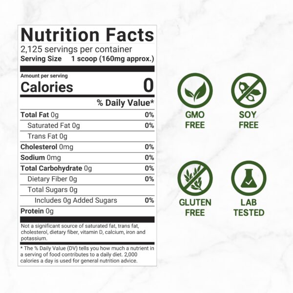 Paquete de polvo de stevia sin eritritol para cocina y bebidas