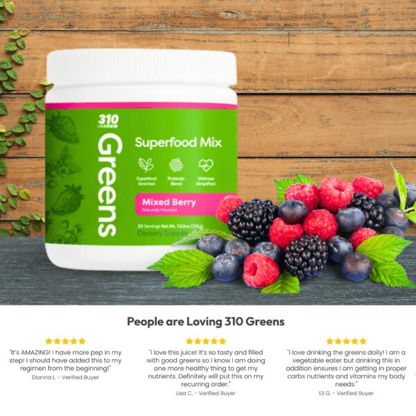 paquete polvo superalimento greens 6.3 onzas 310 nutrition organic