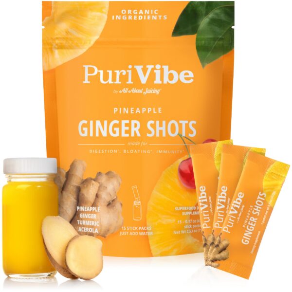Version 1.0.0 Paquete PuriVibe shots de jengibre All About Juicing 15 sobres
