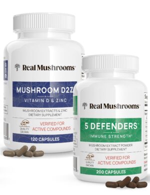 Paquete Real Mushrooms Vitamina D2 y 5 Defensores