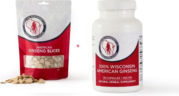 Paquete de rebanadas y cápsulas de ginseng americano Dairyland