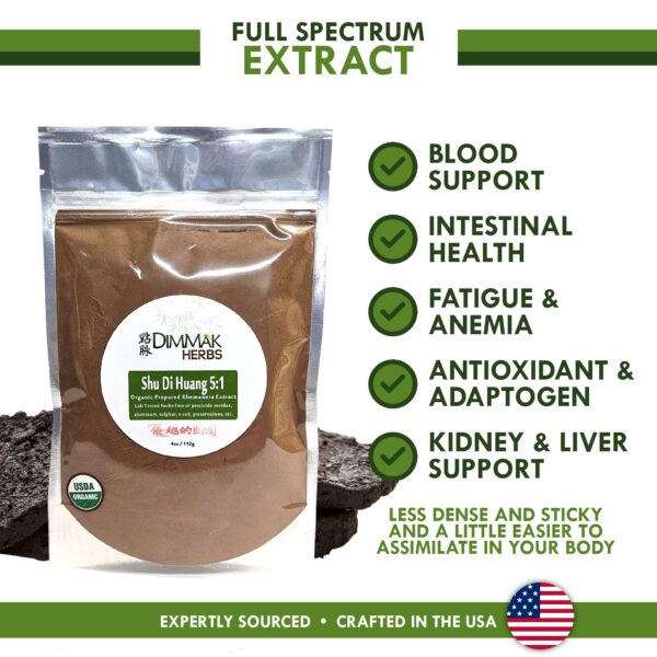 Paquete de Rehmannia Shu Di Huang certificado USDA