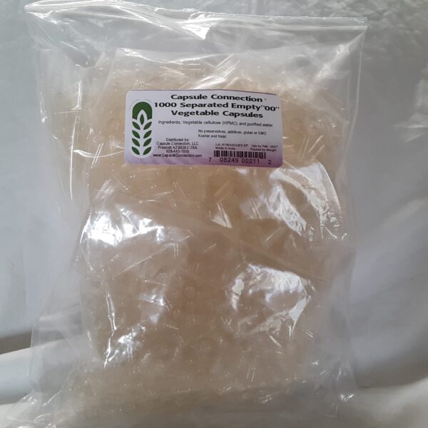 Paquete resellable de cápsulas vegetales vacías tamaño 00