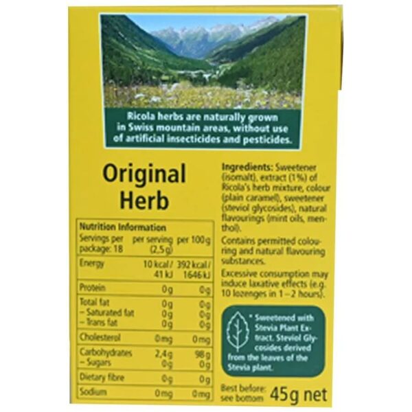 Paquete Ricola suizo sin azúcar gotas herbales diez unidades