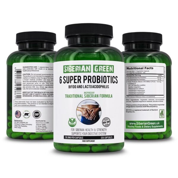 Paquete de Siberian Green 6 Super Probióticos 120 cápsulas